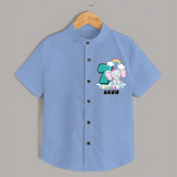 Custom Baby Shirt for 7 Month Milestone | Soft Cotton Shirt | Personalized Name Print - SKY BLUE - 0 - 6 Months Old (Chest 23")