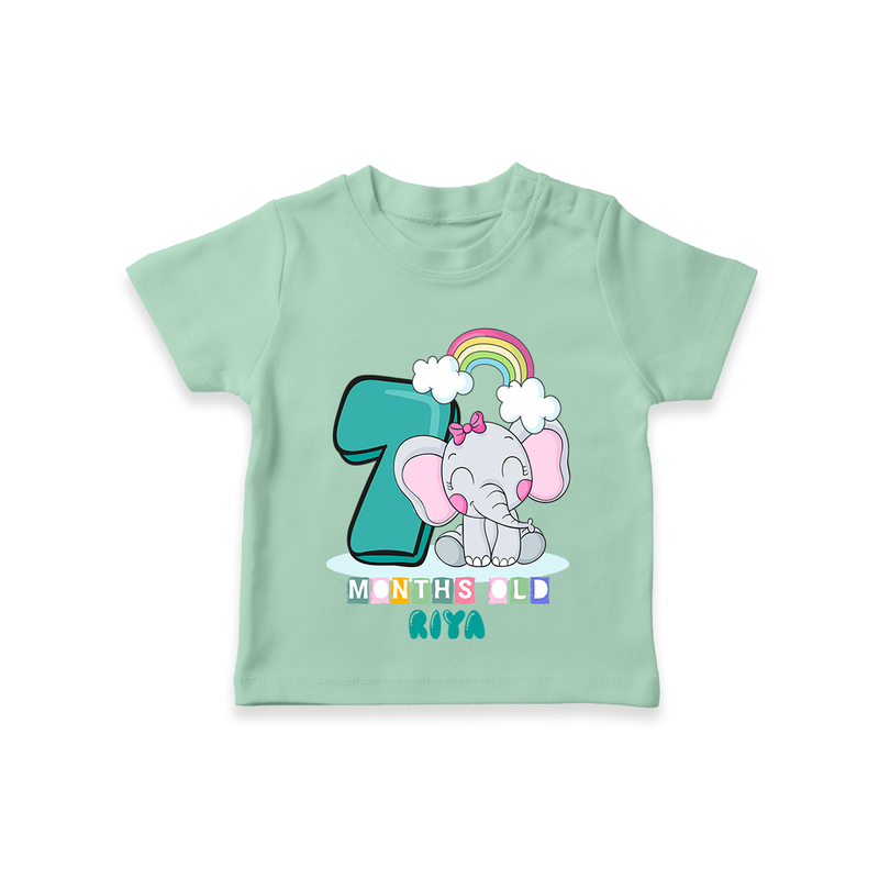 Celebrate The Seventh Month Birthday Customised T-Shirt - MINT GREEN - 0 - 5 Months Old (Chest 17")