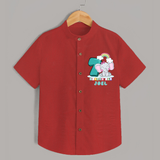 Custom Baby Shirt for 7 Month Milestone | Soft Cotton Shirt | Personalized Name Print - RED - 0 - 6 Months Old (Chest 23")