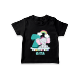 Custom Baby T-Shirt for 7 Month Milestone | Soft Cotton T-Shirt | Personalized Name Print - BLACK - 0-5 Months Old (Chest 17")