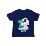 Custom Baby T-Shirt for 7 Month Milestone | Soft Cotton T-Shirt | Personalized Name Print - NAVY BLUE - 0-5 Months Old (Chest 17")