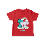 Custom Baby T-Shirt for 7 Month Milestone | Soft Cotton T-Shirt | Personalized Name Print - RED - 0-5 Months Old (Chest 17")
