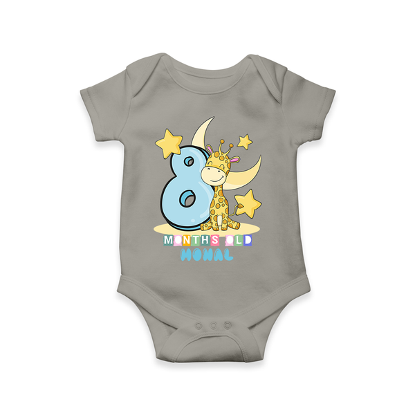Celebrate The Eighth Month Birthday Customised  Romper - GREY - 0 - 3 Months Old (Chest 16")