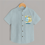 Custom Baby Shirt for 8 Month Milestone | Soft Cotton Shirt | Personalized Name Print - ARCTIC BLUE - 0 - 6 Months Old (Chest 23")