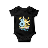 Custom Baby Romper/Onesie for 8 Month Milestone | Soft Cotton Bodysuit | Personalized Name Print - BLACK - New Born (Chest 14")