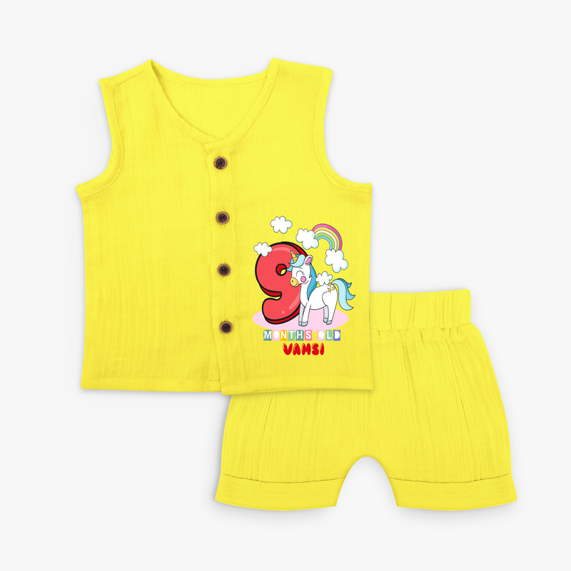 Celebrate The Ninth Month Birthday Customised Jabla set - YELLOW - 0 - 3 Months Old (Chest 9.8")