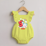 Custom Baby Romper Frock for 9 Month Milestone | Soft Cotton Romper Frock | Personalized Name Print - PASTEL YELLOW - 0 - 3 Months Old (Chest 19")