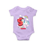 Custom Baby Romper/Onesie for 9 Month Milestone | Soft Cotton Bodysuit | Personalized Name Print - LILAC - New Born (Chest 14")