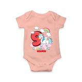 Custom Baby Romper/Onesie for 9 Month Milestone | Soft Cotton Bodysuit | Personalized Name Print - PEACH - New Born (Chest 14")