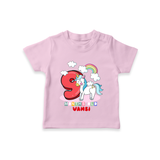 Custom Baby T-Shirt for 9 Month Milestone | Soft Cotton T-Shirt | Personalized Name Print - BABY PINK - 0-5 Months Old (Chest 17")
