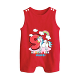 Custom Baby Romper Suit/ Sleeveless Romper for 9 Month Milestone | Soft Cotton Romper Suit/ Sleeveless Romper | Personalized Name Print - RED - 0 - 5 Months Old (Chest 18")
