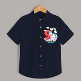 Custom Baby Shirt for 9 Month Milestone | Soft Cotton Shirt | Personalized Name Print - NAVY BLUE - 0 - 6 Months Old (Chest 23")