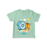 Celebrate The Tenth Month Birthday Customised T-Shirt - MINT GREEN - 0 - 5 Months Old (Chest 17")