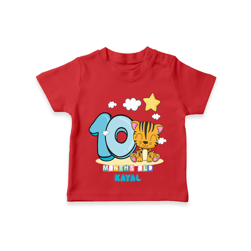 Celebrate The Tenth Month Birthday Customised T-Shirt - RED - 0 - 5 Months Old (Chest 17")