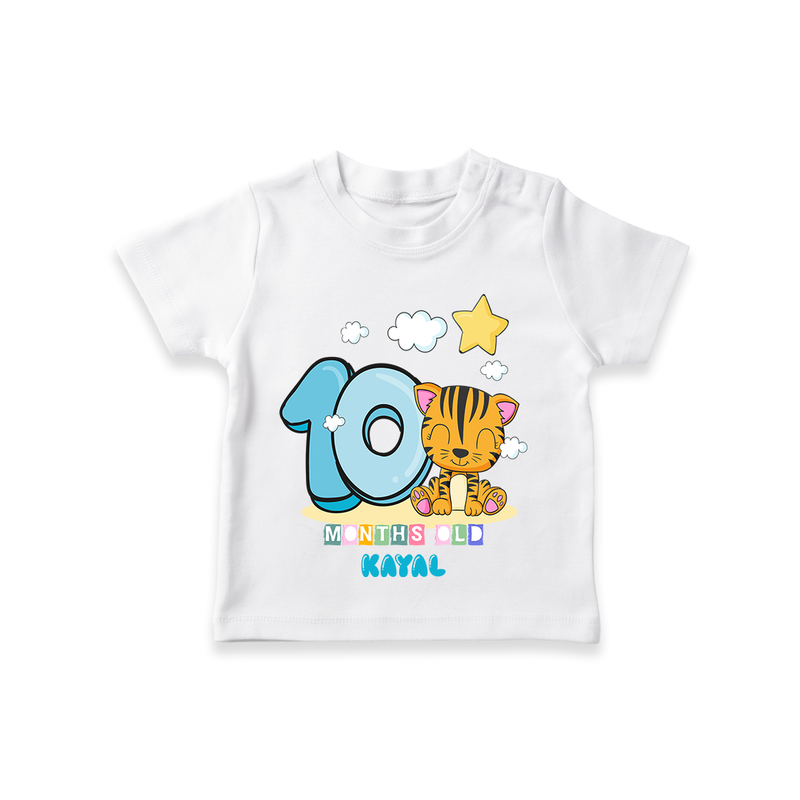 Celebrate The Tenth Month Birthday Customised T-Shirt - WHITE - 0 - 5 Months Old (Chest 17")