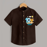 Custom Baby Shirt for 10 Month Milestone | Soft Cotton Shirt | Personalized Name Print - CHOCOLATE BROWN - 0 - 6 Months Old (Chest 23")