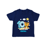 Custom Baby T-Shirt for 10 Month Milestone | Soft Cotton T-Shirt | Personalized Name Print - NAVY BLUE - 0-5 Months Old (Chest 17")