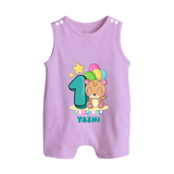 Custom Baby Romper Suit/ Sleeveless Romper for 1 Year Milestone | Soft Cotton Romper Suit/ Sleeveless Romper | Personalized Name Print - LILAC - 0 - 5 Months Old (Chest 18")