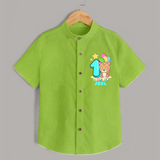 Custom Baby Shirt for 1 Year Milestone | Soft Cotton Shirt | Personalized Name Print - LIME GREEN - 0 - 6 Months Old (Chest 23")