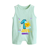 1st Month Baby Outfit | Personalized Romper Suit/ Sleeveless Romper for Newborn | Milestone Gift Idea - MINT GREEN - 0 - 5 Months Old (Chest 18")