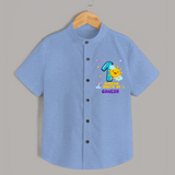 1st Month Baby Outfit | Personalized Shirt for Newborn | Milestone Gift Idea - SKY BLUE - 0 - 6 Months Old (Chest 23")