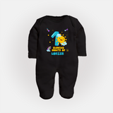 1st Month Baby Outfit | Personalized Full Sleeve Bodysuit/ Sleep Suit/ Jumpsuit for Newborn | Milestone Gift Idea - BLACK - New Born (Chest 7.5")