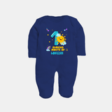 1st Month Baby Outfit | Personalized Full Sleeve Bodysuit/ Sleep Suit/ Jumpsuit for Newborn | Milestone Gift Idea - NAVY BLUE - New Born (Chest 7.5")