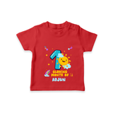 Celebrate The 1st Month Birthday with Personalized T-Shirt - RED - 0 - 5 Months Old (Chest 17")