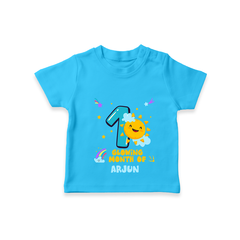 Celebrate The 1st Month Birthday with Personalized T-Shirt - SKY BLUE - 0 - 5 Months Old (Chest 17")