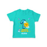 Celebrate The 1st Month Birthday with Personalized T-Shirt - TEAL - 0 - 5 Months Old (Chest 17")