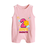 2nd Month Baby Outfit | Personalized Romper Suit/ Sleeveless Romper for Newborn | Milestone Gift Idea - BABY PINK - 0 - 5 Months Old (Chest 18")