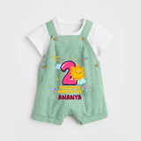2nd Month Baby Outfit | Personalized Dungaree Set for Newborn | Milestone Gift Idea - MINT GREEN - 0 - 5 Months Old (Chest 18")