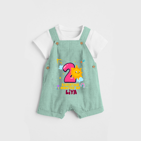 Celebrate The 2nd Month Birthday Custom Dungaree set, Personalized with your Baby's name - LIGHT GREEN - 0 - 5 Months Old (Chest 17")