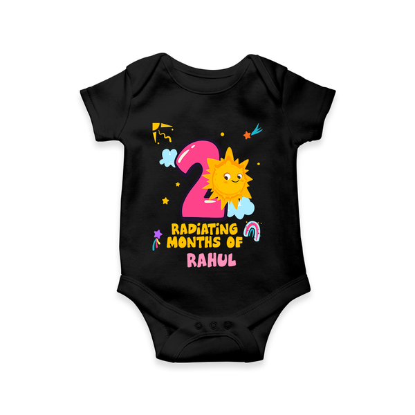 Celebrate The 2nd Month Birthday Custom Romper, Personalized with your Little one's name - BLACK - 0 - 3 Months Old (Chest 16")