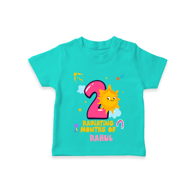 Celebrate The 2nd Month Birthday with Personalized T-Shirt - TEAL - 0 - 5 Months Old (Chest 17")