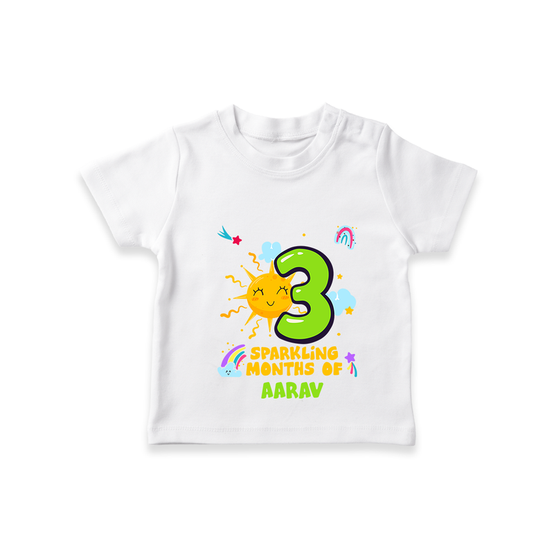Celebrate The 3rd Month Birthday with Personalized T-Shirt - WHITE - 0 - 5 Months Old (Chest 17")