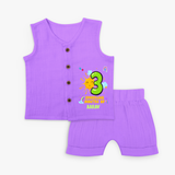 Celebrate The 3rd Month Birthday with Personalized Jabla set - PURPLE - 0 - 3 Months Old (Chest 9.8")
