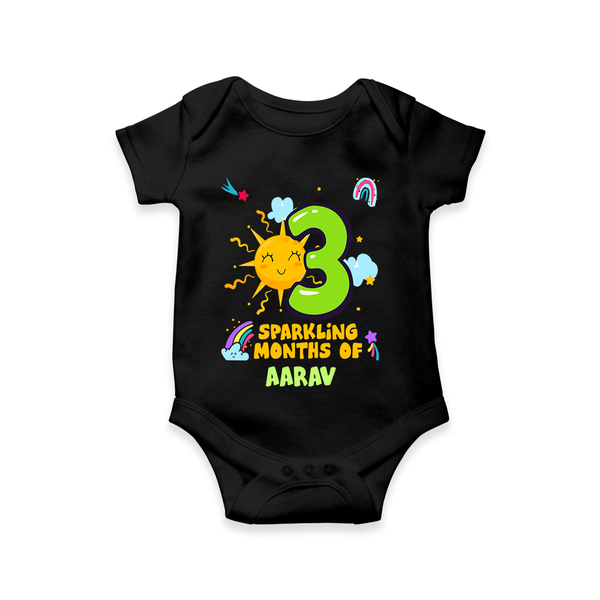 Celebrate The 3rd Month Birthday Custom Romper, Personalized with your Little one's name - BLACK - 0 - 3 Months Old (Chest 16")