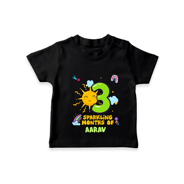 Celebrate The 3rd Month Birthday with Personalized T-Shirt - BLACK - 0 - 5 Months Old (Chest 17")