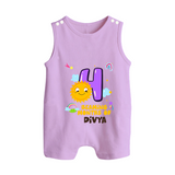 4th Month Baby Outfit | Personalized Romper Suit/ Sleeveless Romper for Newborn | Milestone Gift Idea - LILAC - 0 - 5 Months Old (Chest 18")