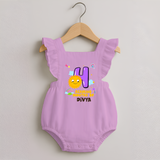 4th Month Baby Outfit | Personalized Romper Frock for Newborn | Milestone Gift Idea - BABY PINK - 0 - 3 Months Old (Chest 19")