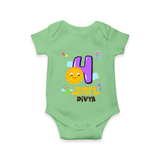 4th Month Baby Outfit | Personalized Romper/Onesie for Newborn | Milestone Gift Idea - GREEN - New Born (Chest 14")