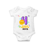 4th Month Baby Outfit | Personalized Romper/Onesie for Newborn | Milestone Gift Idea - WHITE - New Born (Chest 14")