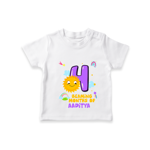Celebrate The 4th Month Birthday with Personalized T-Shirt - WHITE - 0 - 5 Months Old (Chest 17")