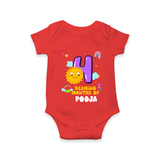 4th Month Baby Outfit | Personalized Romper/Onesie for Newborn | Milestone Gift Idea - RED - New Born (Chest 14")