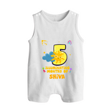 5th Month Baby Outfit | Personalized Romper Suit/ Sleeveless Romper for Newborn | Milestone Gift Idea - WHITE - 0 - 5 Months Old (Chest 18")