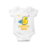 5th Month Baby Outfit | Personalized Romper/Onesie for Newborn | Milestone Gift Idea - WHITE - New Born (Chest 14")