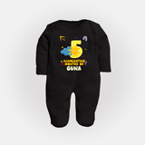 5th Month Baby Outfit | Personalized Full Sleeve Bodysuit/ Sleep Suit/ Jumpsuit for Newborn | Milestone Gift Idea - BLACK - New Born (Chest 7.5")