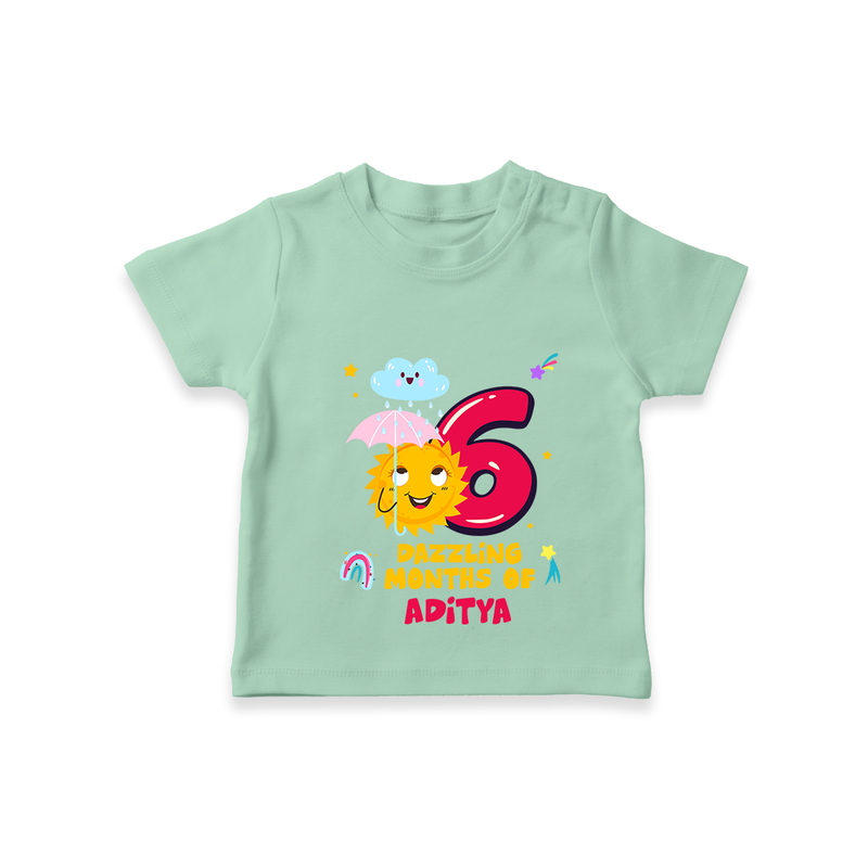 Celebrate The 6th Month Birthday with Personalized T-Shirt - MINT GREEN - 0 - 5 Months Old (Chest 17")
