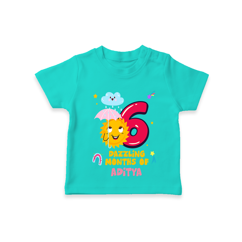 Celebrate The 6th Month Birthday with Personalized T-Shirt - TEAL - 0 - 5 Months Old (Chest 17")